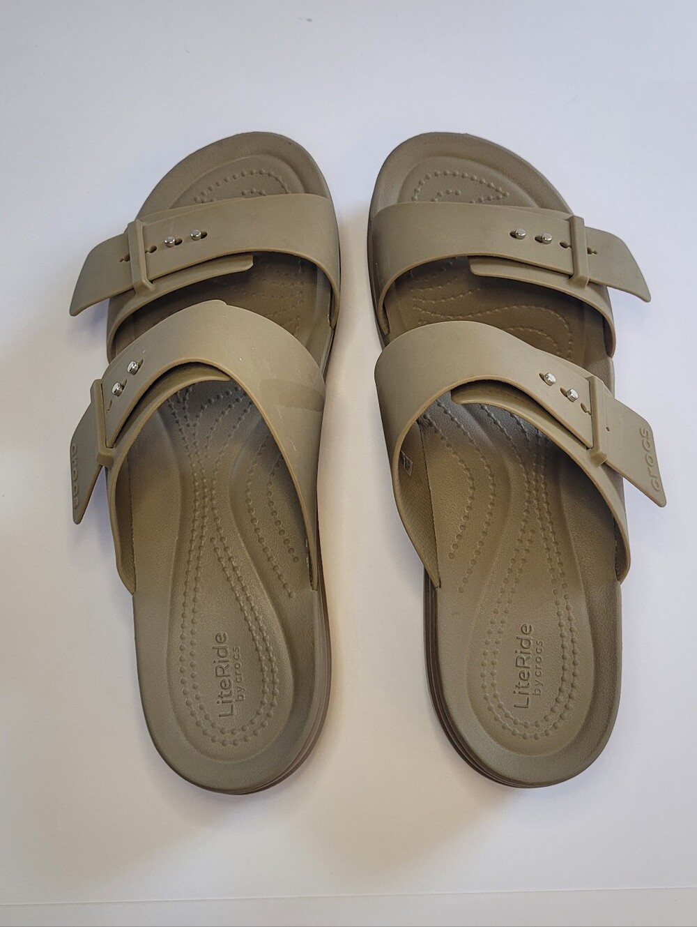 Crocs Brooklyn Buckle LiteRide Low Wedge Sandals 10 - Picture 6 of 15